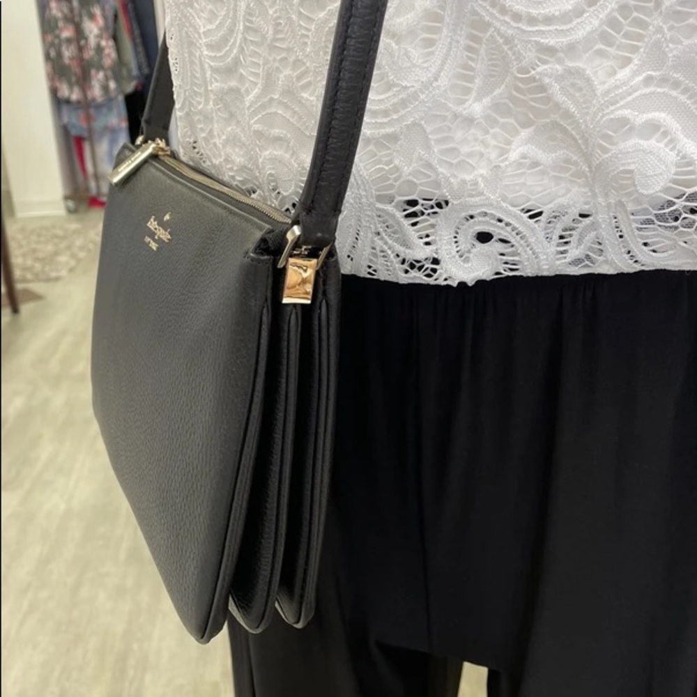 Kate Spade Black Triple Gusset Crossbody - Picture 4 of 5